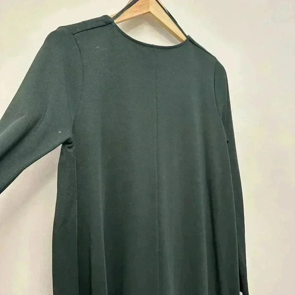COS Wool Cotton Blend A-Line Long Sleeve Shift Jersey Dress Wool Panel Green M - Picture 12 of 16